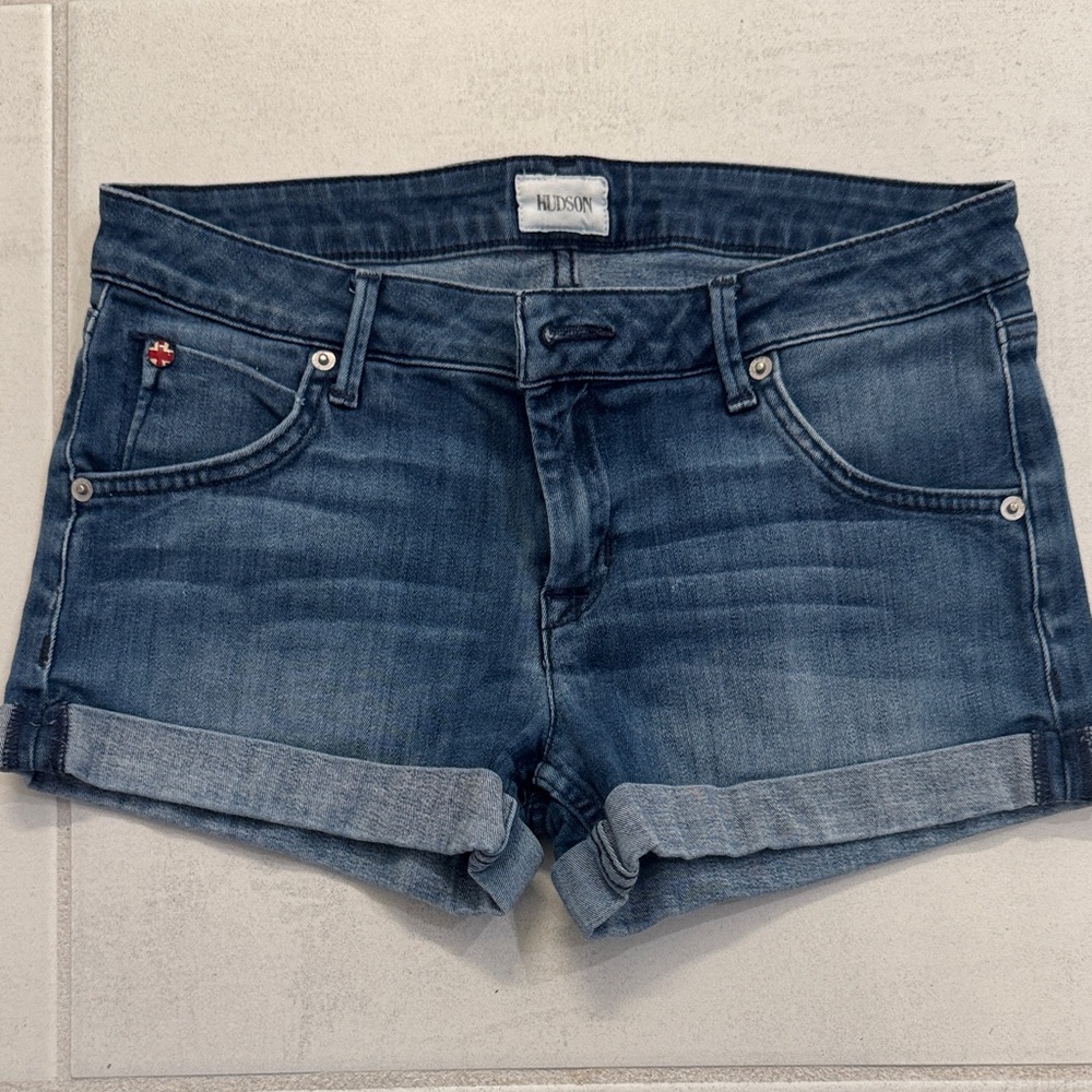Hudson Jeans Women's Cuffed Denim Shorts - Dark Blue
